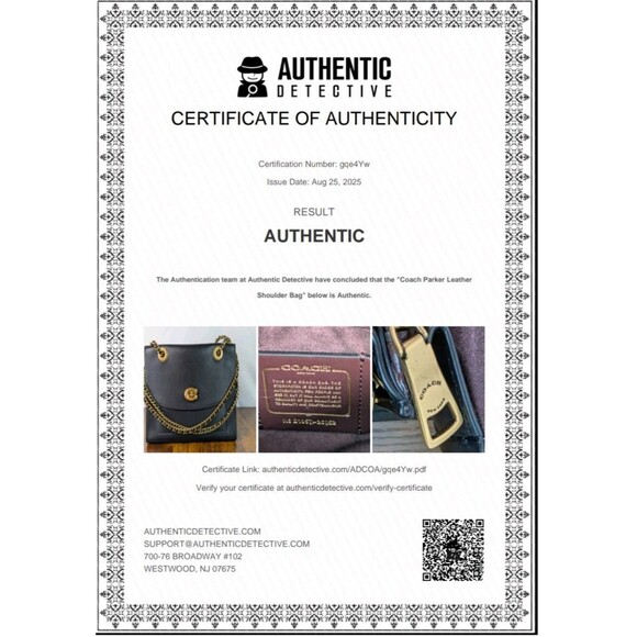 Authentic Coach Parker Shoulder Bag Black Leather Gold toned Chain Strap - Picture 2 of 16